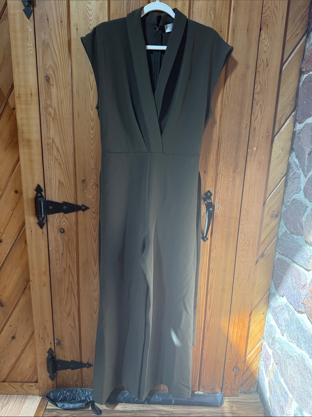 Dress Forum Tie Waist Jumpsuit in Olive Green